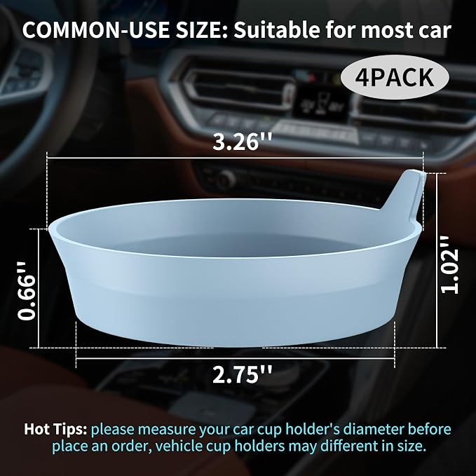 ME.FAN Car Cup Holder Coasters [4 Pack] Silicone Cups Mats, Automotive Universal Non-Slip Recessed Interior Accessories Ether