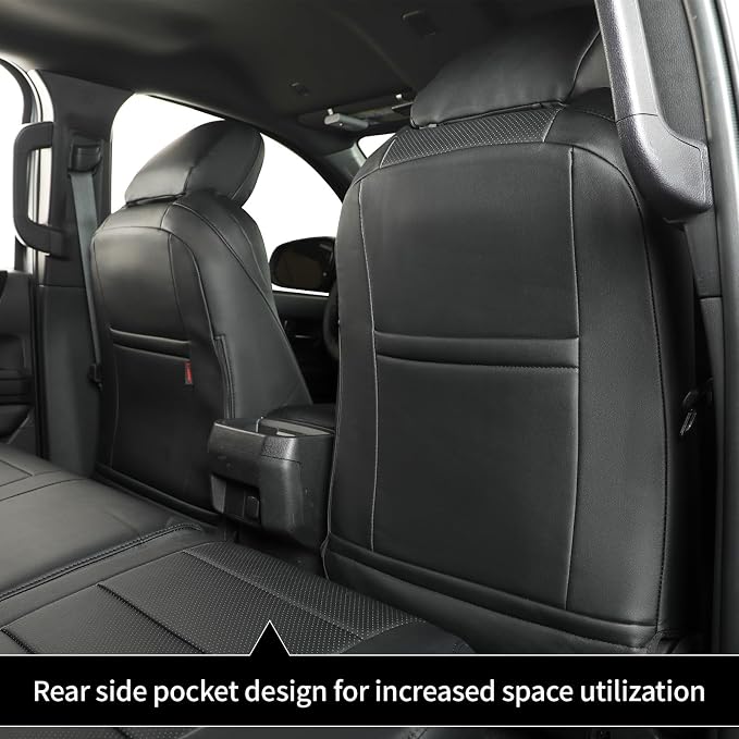 coverdream Tacoma Hybrid Seat Covers Full Set for 2024-2026 Toyota Tacoma TRD Sport,TRD Off-Road,Limited,Trailhunter Pickup,Fully Covered,Waterproof Leather Car Seat Protector (Black)