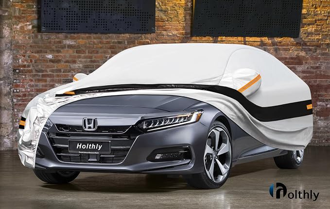 10 Layers Car Cover Custom Fit for Honda Accord (2001-2024) Waterproof All Weather for Automobiles, Outdoor Full Cover Rain Sun UV Protection.Silver