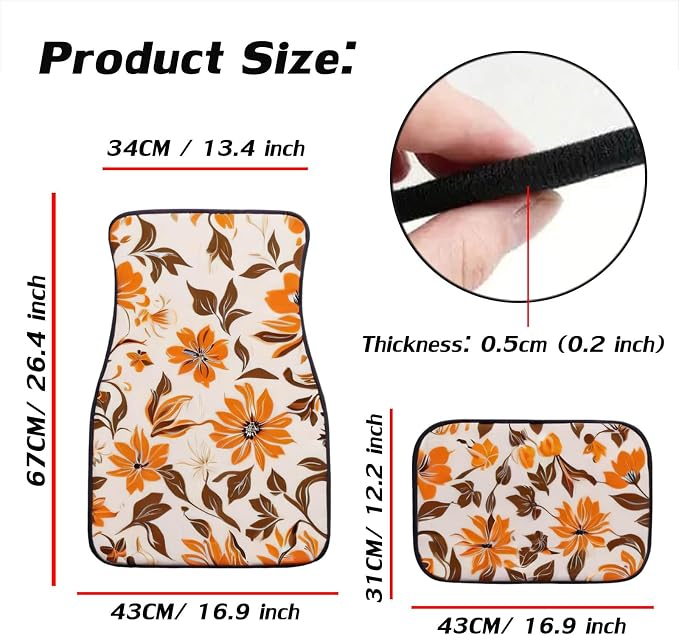 Car Floor Mats Non-Slip Automotive Floor Mats All-Weather Front Rear Car Floor Foot Mat Sets of 4 Pieces Foot Mats Rugs Carpet for Car Trucks SUV Sedans (Fall-01)