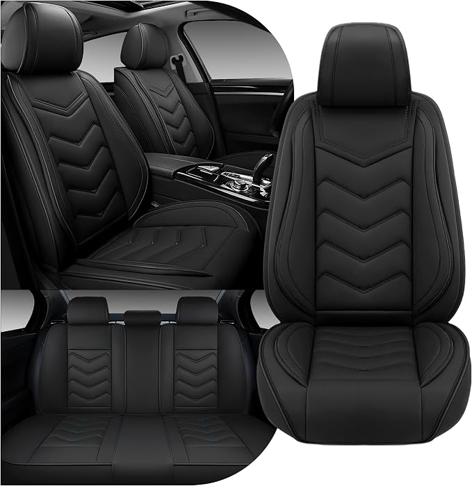 CTDS Car Seat Covers for Honda Civic 2000-2026, Stylish Sport Seat Cover, Premium Nappa Leather Car Seat Cover. Automobile Seat Covers Sets.(Standard 5 Seats/Pure Black)