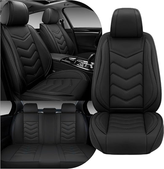 CTDS Car Seat Covers for Honda Civic 2000-2026, Stylish Sport Seat Cover, Premium Nappa Leather Car Seat Cover. Automobile Seat Covers Sets.(Standard 5 Seats/Pure Black)