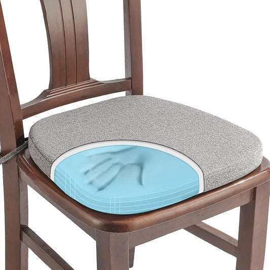 SINOSSO 1 Pack Memory Foam Chair Cushions for Dining Chair, Friendly Woven Fabric 16" U-Shape Comfortable Kitchen Chair Pad, Removable Slip Resistant Seat Cushion (1 Piece, Light Grey)