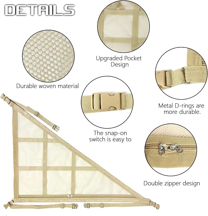 Car Ceiling Cargo Net, 28.74"×20.87" Double-Layer Mesh Car Roof Storage Organizer, Auto Interior Roof Cargo Net for SUV Truck Van, Camping Accessories, Road Trip Essentials (Beige)