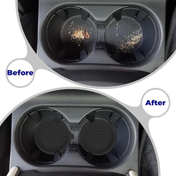 4 PCS Car Cup Coasters, Universal Cup Holder Coaster for Car, Car Accessories Interior for Women and Man, Bling CupHolders Insert for Women Non-Slip Silicone Car Cup Holder Coasters