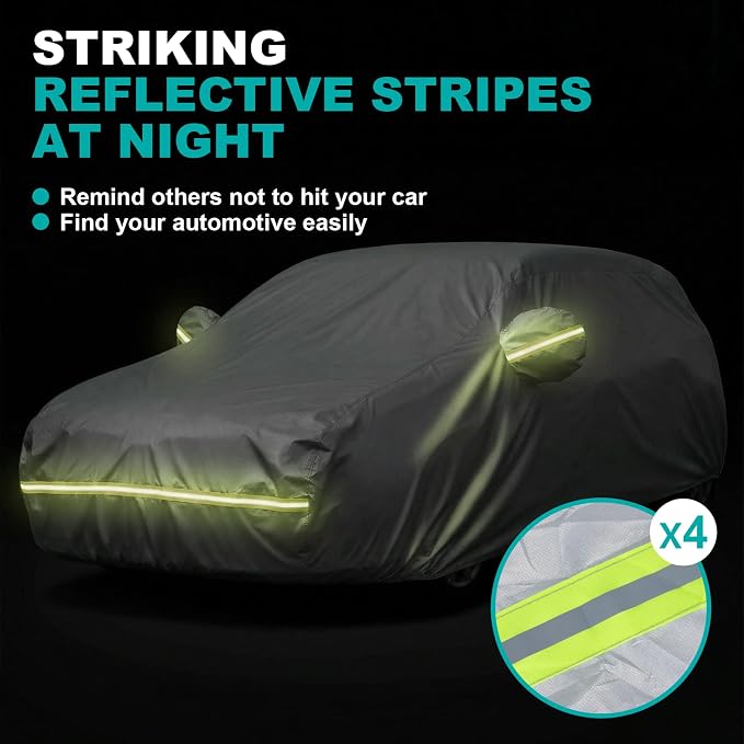 Favoto Car Cover Waterproof All Weather Heavy Duty Car Cover | Automatic Car Covers with Air Vent Sun Snow Dust UV Protection Tearproof Cover Universal Fit for Hatchback (164-177 in)