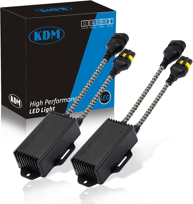 KDM 9005 9006 H10 9012 LED Light Decoder Canbus,Anti Flickering Error Free Load Resistor, LED Warning Canceller Resistor Adapter,2Pack