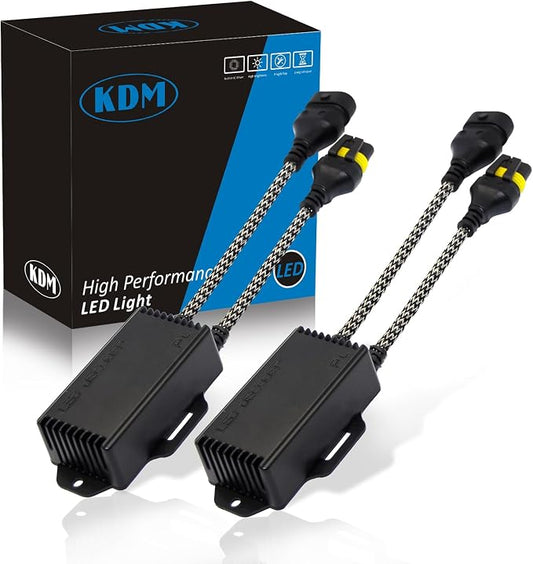 KDM 9005 9006 H10 9012 LED Light Decoder Canbus,Anti Flickering Error Free Load Resistor, LED Warning Canceller Resistor Adapter,2Pack