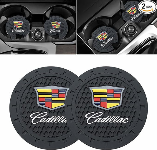 Car Cup Holder Coaster for Cadillac Recessed Silicone Cup Holder Coaster Interior Accessories 2.75in 2Pieces Black