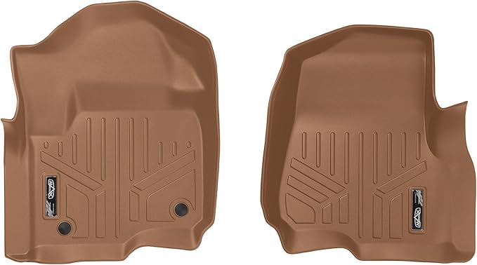 MAXLINER Floor Mats 1st Row Liner Set Tan for 2017-2018 Ford F-250/F-350 Super Duty Crew Cab or SuperCab