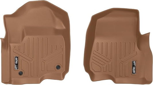 MAXLINER Floor Mats 1st Row Liner Set Tan for 2017-2018 Ford F-250/F-350 Super Duty Crew Cab or SuperCab