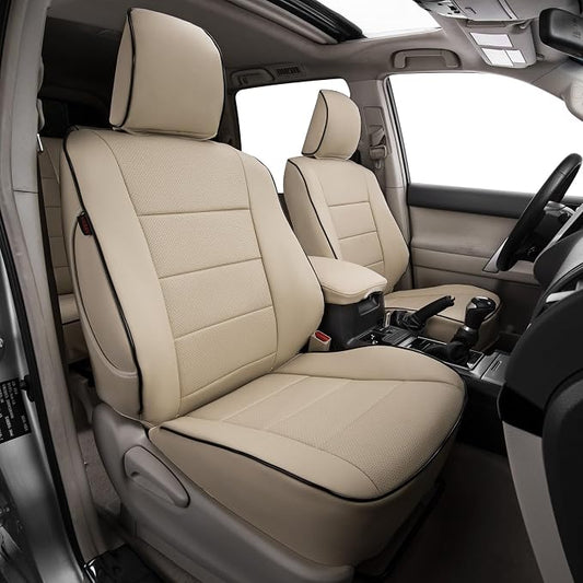 EKR Car Seat Covers Custom Fit for Toyota 4Runner(7 Seats) Full Set | for Toyota 4 Runner 2010-2024 Seat Covers for SUV,Full Wrap,Airbag Compatible,Waterproof Pet-resistant,Faux Leather(Beige)