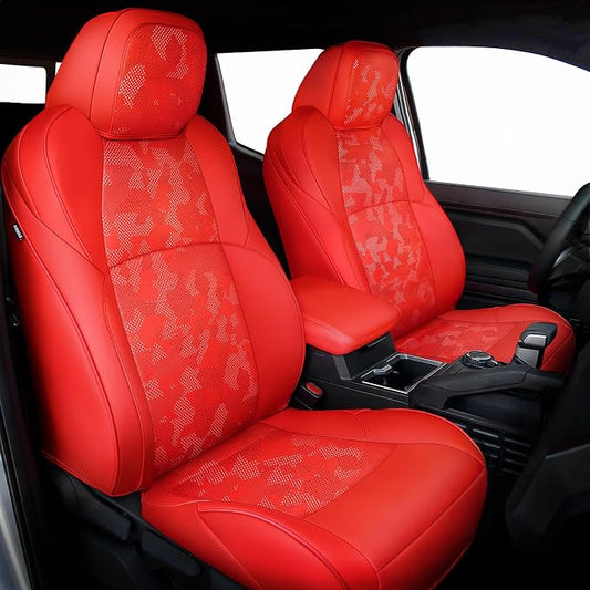 Leather Seat Covers Custom Fit for Tacoma Gen 4th (2024-2026) Double Cab | Custom Fit for SR, SR5, TRD PreRunner, TRD Sport, TRD Off-Road, Limited, Trailhunter - Fully Covered - Fit Like a Glove