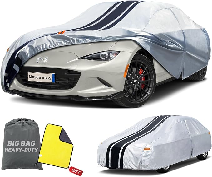 Car Cover Custom Fit for Mazda Miata MX 5 MX-5 MX5 Sedan Coupe (1990-2026) | Waterproof All Weather for Automobiles Full Exterior Cover Rain Sun Snow UV Protector.