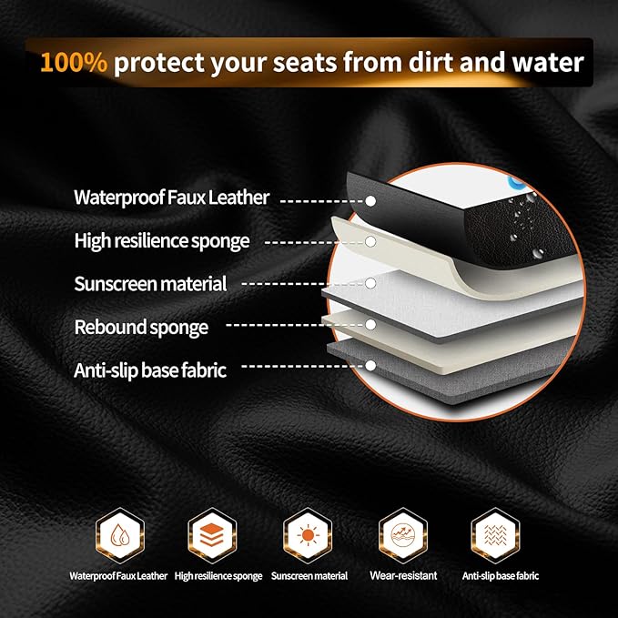 Fit Juke Car Seat Covers Compatible with Nissan Juke 2011-2016 2017.Full Coverage Waterproof Leather,Compatible with Airbag,All - Weather Seat Cushion Protector(2 Front,Beige)