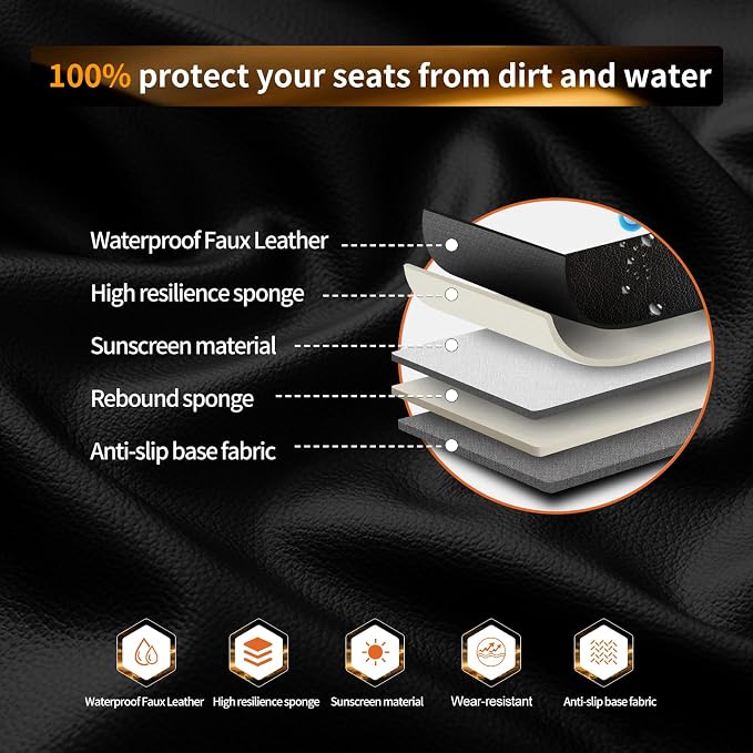 Fit Murano Car Seat Covers Compatible with Nissan Murano 2007-2024 2025 2026.Full Coverage Waterproof Leather,Compatible with Airbag,All - Weather Seat Cushion Protector(2 Front,Blue)