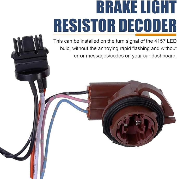 Fiknonk2 PCS Car 3157 Brake Light Resistor Decoders, LED Resistor Turn Signal Error Decoding Harness, 50W 6 Ohm LED Resistor Load Harness Decoders, for T20/3157/4157 Light Bulb (Multicolored)