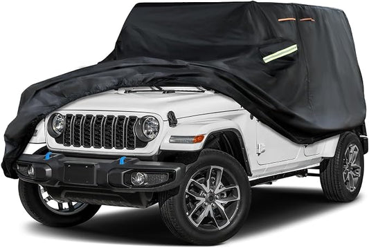 INSAUTO Custom Fit Car Cover for Jeep Wrangler 4 Door 2006-2026 JK JL, Waterproof All Weather Full Exterior Protection, Sun Rain Snow, with Driver Door Zipper