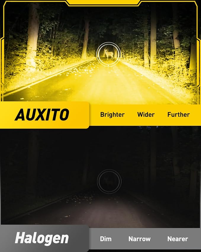AUXITO 9145 9140 H10 LED Fog Light Bulbs, 3000K Amber Yellow CSP LED Fog Lights, True 1:1 Mini Size Replacement Fog Bulb, 360° Full Illumination, Play and Plug, Pack of 2