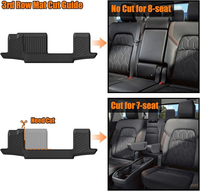 Auxko All Weather Floor Mats Cargo Mat Back Seat Mat Fit for Nissan Pathfinder 7&8 Seat 2026 2025-2022 TPE Floor Liner Trunk Mat Pathfinder Accessories All Season Odorless Anti-Slip Black