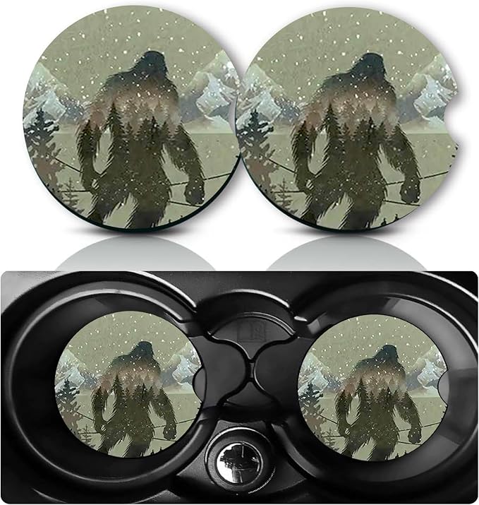 2Pcs Compatible with Bigfoot Car Coasters,2.75" Neoprene Cup Holder Coaster | Universal Non‑Slip Mat, Drink Coaster Auto Accessories Compatible with Bigfoot Gifts for Men,Women,Dad,Grandpa