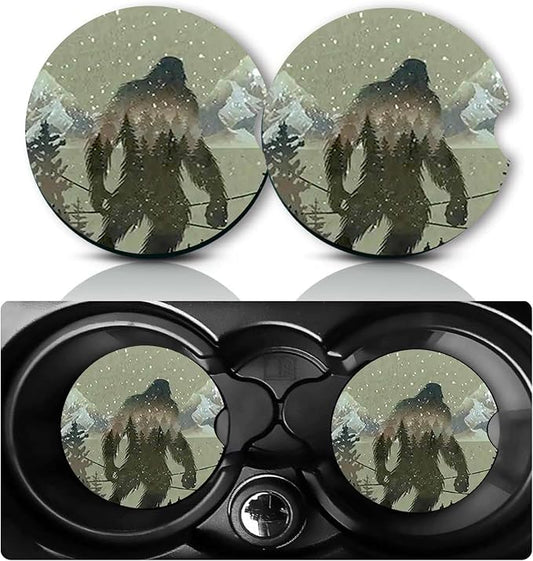 2Pcs Compatible with Bigfoot Car Coasters,2.75" Neoprene Cup Holder Coaster | Universal Non‑Slip Mat, Drink Coaster Auto Accessories Compatible with Bigfoot Gifts for Men,Women,Dad,Grandpa
