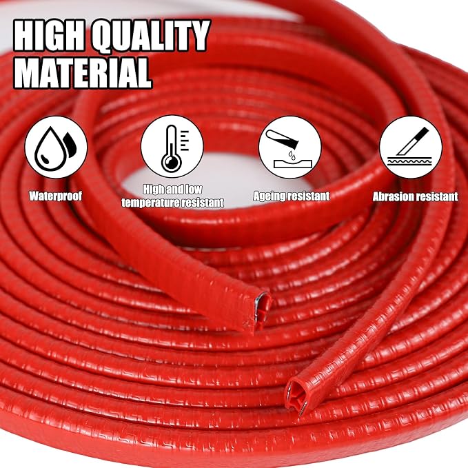 Wuyaoyao 13.1Ft (4M) Car Door Edge Guards, Rubber U Shape Automotive Door Entry Guard Protector Strip, No Glue Required, Universal Vehicle Doors Edge Trim, Exterior Car Accessories (Red, 13.1FT)