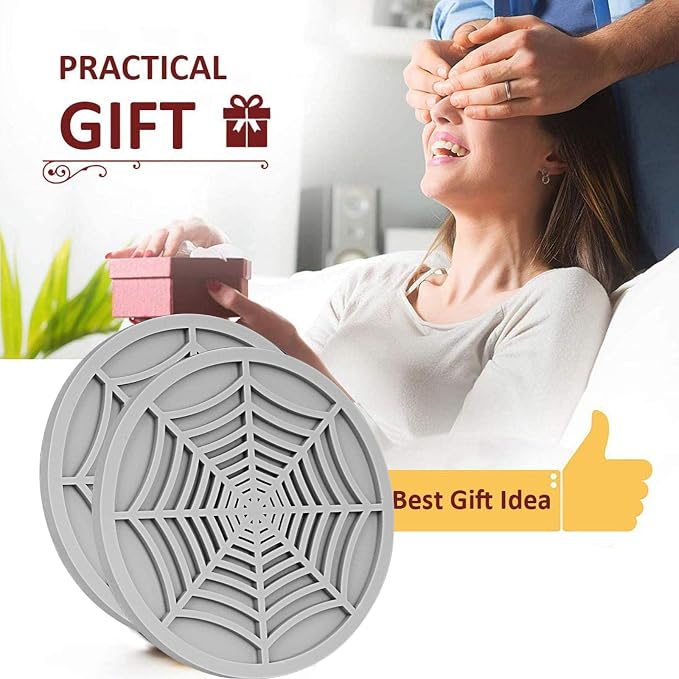 Car Cup Holder Coasters, Cute and Creativity Cup Holder Insert Coaster Car Interior Accessories-2.75 inch Silicone Anti Slip Spider Web Car Coaster-Universal (Pack of 2)