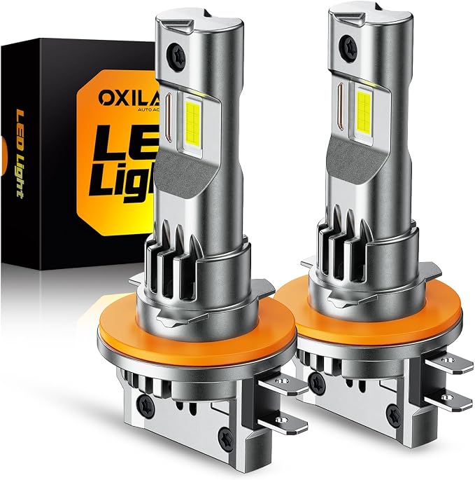 OXILAM H11B LED Light Bulb, 1300% Brightness 6500K White, 60,000Hrs Lifespan, 5MIN Direct Plug, IP68, Anti-Flicker Fog Light Compatible with Cars Trucks SUVs, Pack of 2