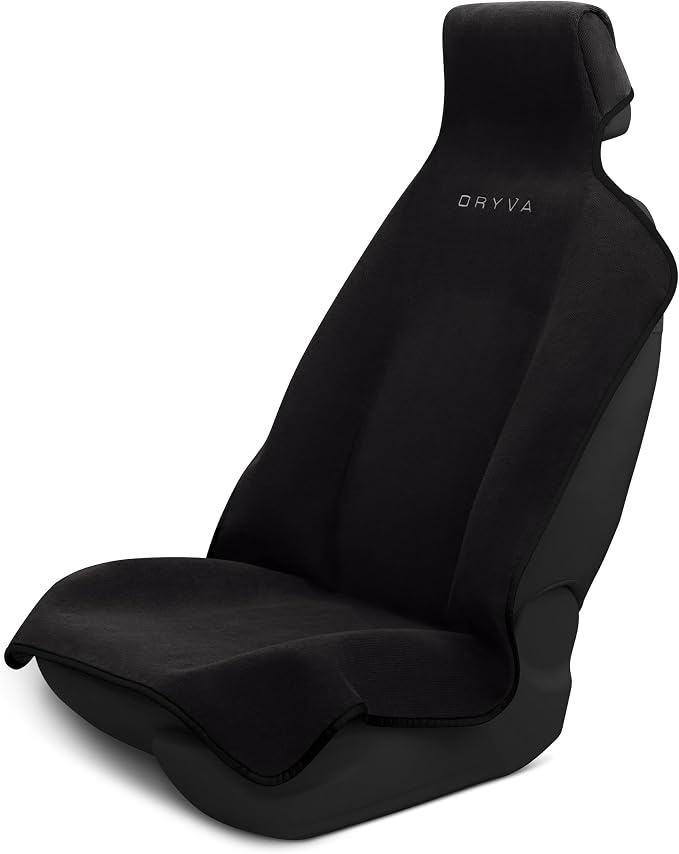 DryvaSeat - Premium Microfiber Towel Car Seat Cover - Waterproof & Sweatproof - Universal Fit, Machine Washable, Non-Slip - Seat Protector for Car, Truck, SUV, Van (Shadow Black, 1 Pack)