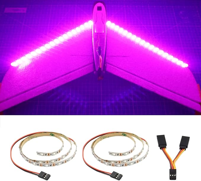 LED Light Strip for RC Fixed Wing Airplane Flying Wing Plane AR Wing Drone Model Car Truck (Pink)