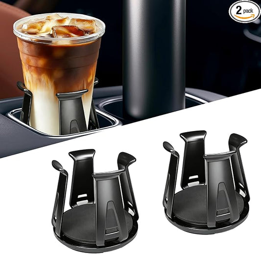 Car Cup Holder Expander, 2PCS Energy Drink Cup Holder Insert for Car, Adjustable Automotive Cupholder Expander Adapter with Adaptive Clamping Arm for Water Bottle Slim Cans Adhesive Storage Rack