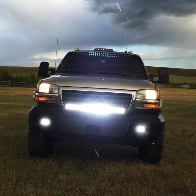 Nilight 20 Inch 420W Triple Row Spot Flood Combo 2 PCS 4 inch 60W Led Pods Flood Boat Lights Driving Fog Lights Work Light for Trucks with 16AWG Off Road Wiring Harness- 3 Leads, 2 Years Warranty