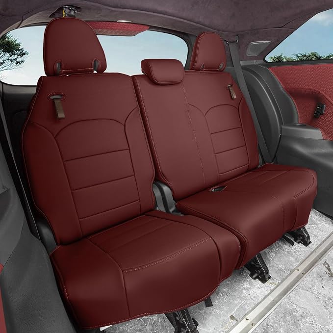 coverdream Leather Seat Covers for Toyota Sienna 2021–2026 XSE/XLE/Limited/Platinum/Woodland,7-Passenger,2nd Row w/No Leg Rest,Custom Fit Full Set Waterproof Seat Protector,Wine Red