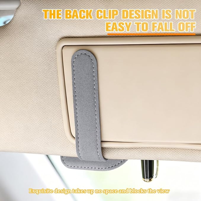 Car Sun Visor Organizer, Multi-Pocket Vehicle Sunglass Card Holder with Pen Slot, Automotive Interior Sunshade Glasses Storage Organizer, Universal Fit (Gray)