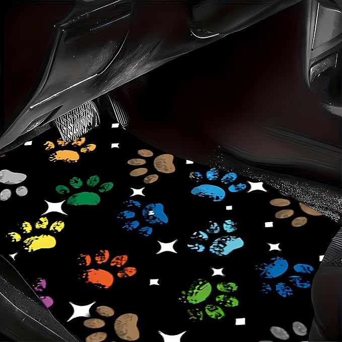 Universal Fit Car Floor Mats Set of 4Pcs, Star and Dog Paw Print All-Weather Front Rear Car Carpet Mats, Non-Slip Car Floor Mat Car Accessories for Automotive Trucks SUV Sedans Vans