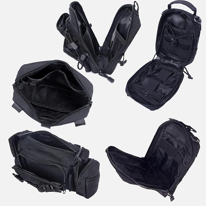 Universal Tactical Car Seat Back Organizer Bag Tactical Molle Vehicle Organizers Panel Vehicle Protector Organizers with 5 Detachable Pouches for Car (Upgraded B black)