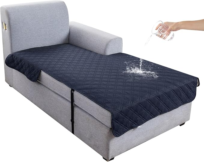 Genina L Shape Couch Cover, Sectional Couch Chaise Covers, Waterproof Washable Sofa Covers for Right L Shape Chaise Lounge, Anti-Slip Sofa Slipcovers for Dogs Cats Pet Friendly(Navy Blue)