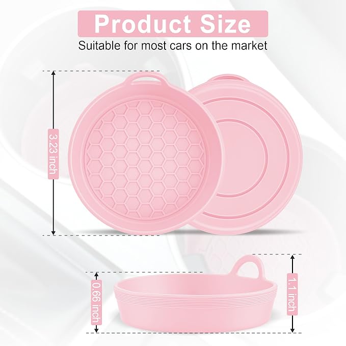 SINGARO Car Cup Holder Coaster, 4PCS Silicone Cup Holder Insert, Universal Non-Slip Cup Holders, Car Interior Accessories for Women and Man, Pink