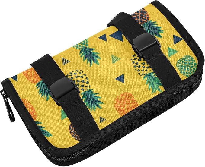 Car Visor Tissue Holder Mask Holder for Car, Car Tissue Box Sun Visor Napkin Holder Car Visor Accessories Adjustable Straps Reusable Durable Easy to Install Yellow Tropical Pineapples and Tri