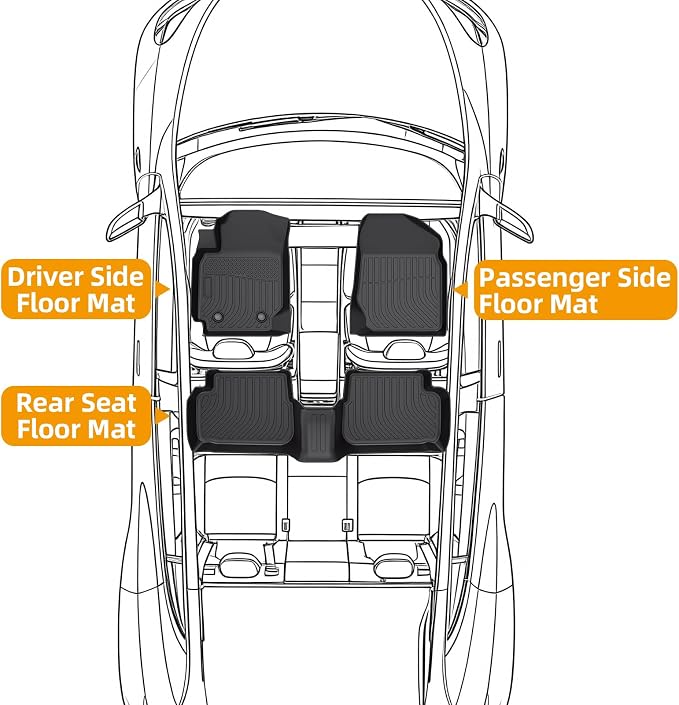 Floor Mats for Toyota Corolla 2003-2008(NOT for with Rear Seat Vents) | 2007 Corolla Floor Mats, Custom Fit TPE Corolla Mats Accessories, 1st & 2nd Rows All Weather Protection
