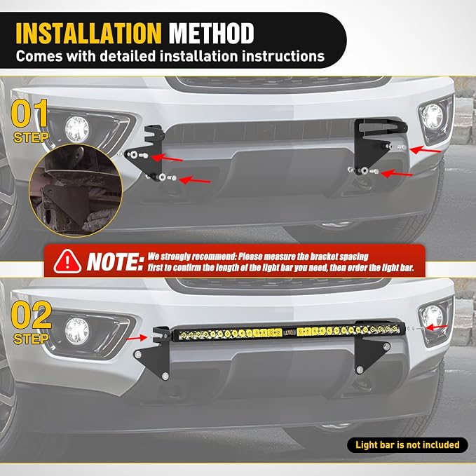 Nilight Front Lower Hidden Bumper Mounting Brackets for 32inch Single Row LED Light Bar Compatible with 2015-2022 Chevy Colorado 4WD/2WD 2015-2022 GMC Canyon 4WD/2WD