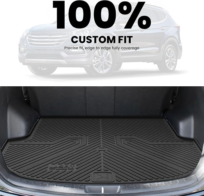 LASFIT Cargo Mat for Hyundai Santa Fe Sport 2018 2017 2016 2015 2014 2013, All Weather TPE Custom Fit Car Trunk Mats Cargo Liners Accessories for Santa Fe Sport 2013-2018, Black