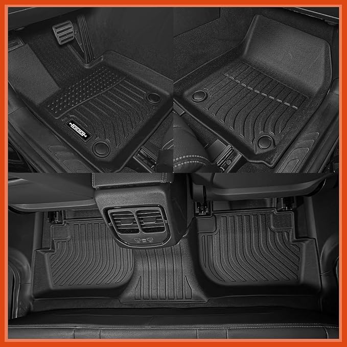 Custom Fit Floor Mats for Polaris Ranger Crew XP 1000 2019-2025, All Weather TPE Floor Liners with Trunk Mat, Odorless Full Set Interior Accessories