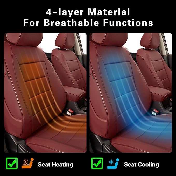 EKR Car Seat Covers for Honda CRV 2023-2026 Leatherette Full Set | Custom Fit for Honda CRV 2023 2024 2025 2026 Easy-Wipe Protection,Faux Leather(Burgundy)