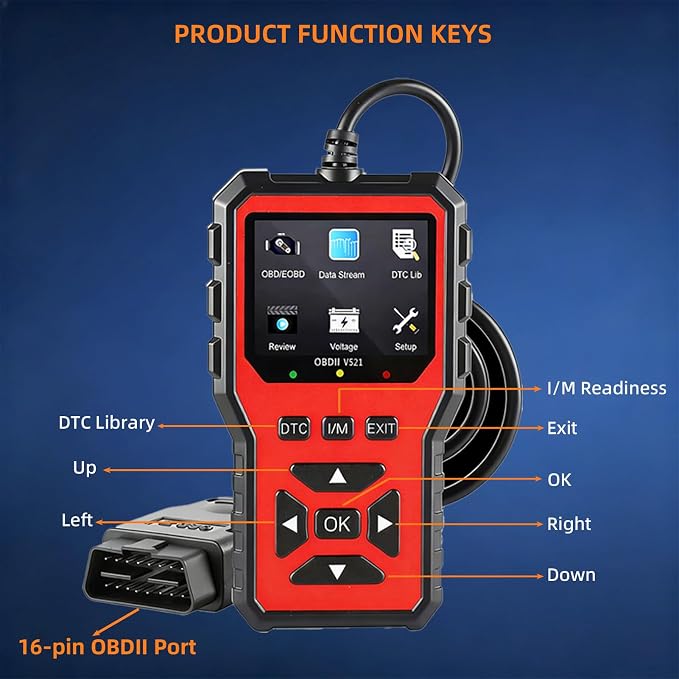 OBD2 Scanner Diagnostic Tool, 2026 Upgraded Car Code Reader(Orange) | Car Diagnostic Scanner Tool, Check Engine Code Reader with Live Data, Mode 6/8, Battery Voltage, Read & Clear Error Code