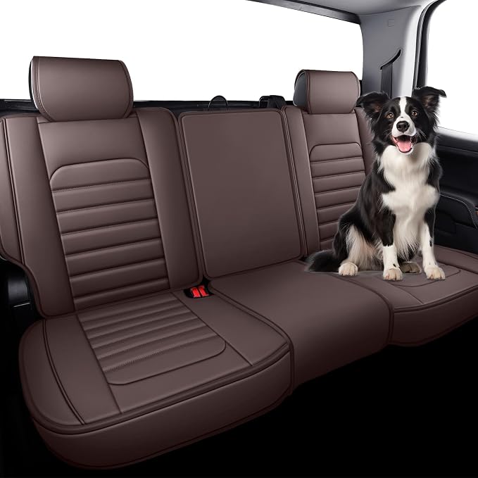 YIERTAI Rear Seat Covers Compatible with Chevy Silverado GMC Sierra for 2007-2023 2024 2025 2026 1500/2500/3500HD Trail Boss Z71 Leather Split Bench 50/50 40/60(1 Rear Seat Cover/Brown)