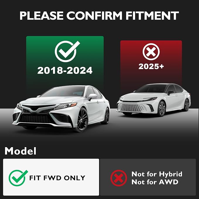 Floor Mats for Toyota Camry 2018-2024 FWD Gas, Floor Liners & Cargo Liner | Not for AWD or Hybrid. Custom Fit Car Mats All-weather Protection Waterproof Easy to Clean Heavy Duty