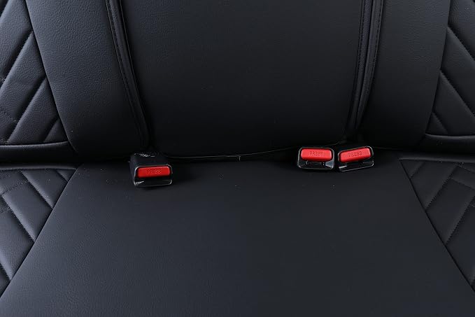 Tomatoman Tacoma Truck Rear Seat Covers 2005-2024 2025 2026 Access Double Cab TRD Sport Offroad Limited SR5 V6 Back Car Cushions with Waterproof Faux Leather(Rear Seat/Black-White)