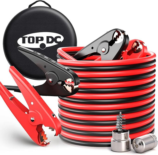 TOPDC 2 Gauge 16 Feet Jumper Cables for Car, SUV and Trucks Battery, Heavy Duty Automotive Booster Cables for Jump Starting Dead or Weak Batteries with Carry Bag